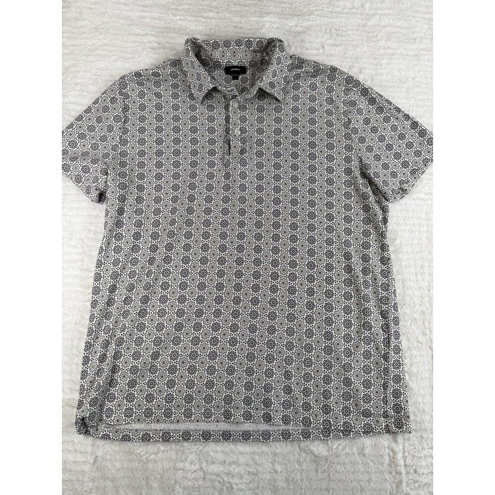 Express Men’s Short Sleeve Polo Shirt With Medallion Pattern Size Large